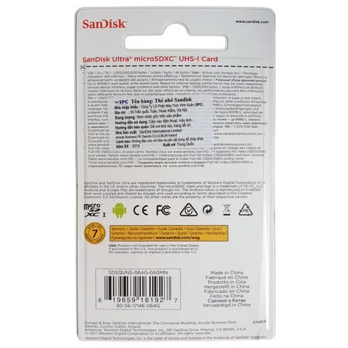 Thẻ nhớ Sandisk 64G chuyên dụng cho camera